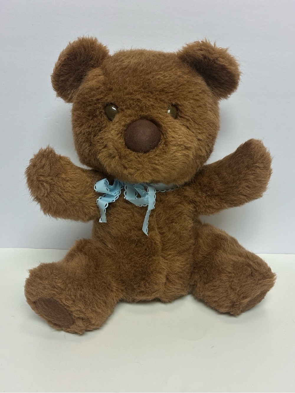 KB Bros Brown Teddy Bear Plush Stuffed Animal Toy with Bow Vintage 12in